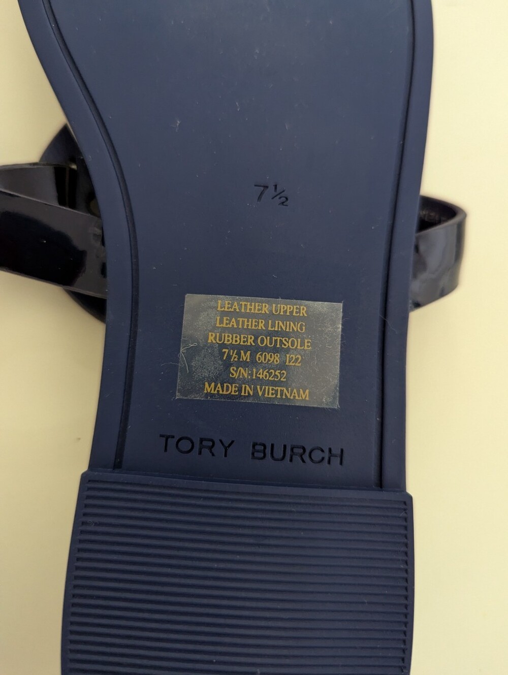 NWOT! Tory Burch Miller Sandal In Dark Blue Patent Leather Size 7.5 - Picture 15 of 15